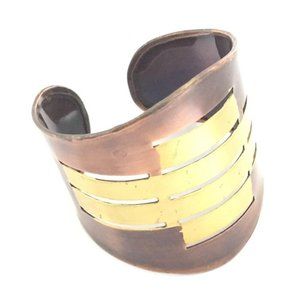 Two Tone Oxidized Brass Cuff